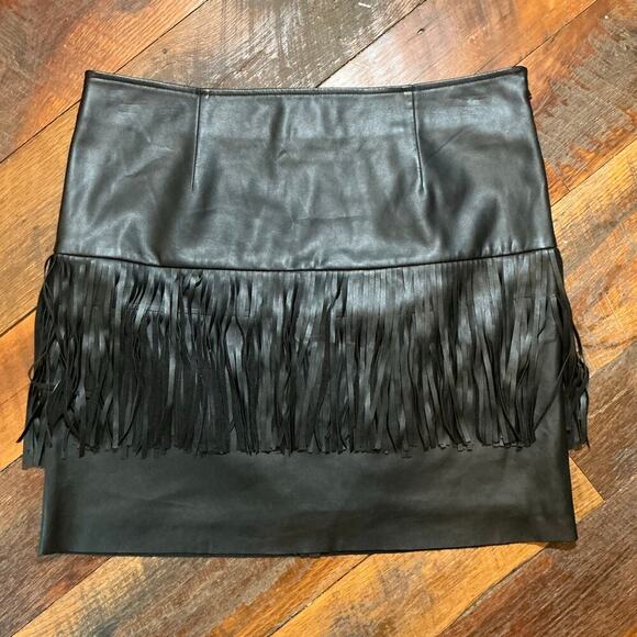 Trouvé Vegan Leather Fringe Mini Skirt - Picture 1 of 4